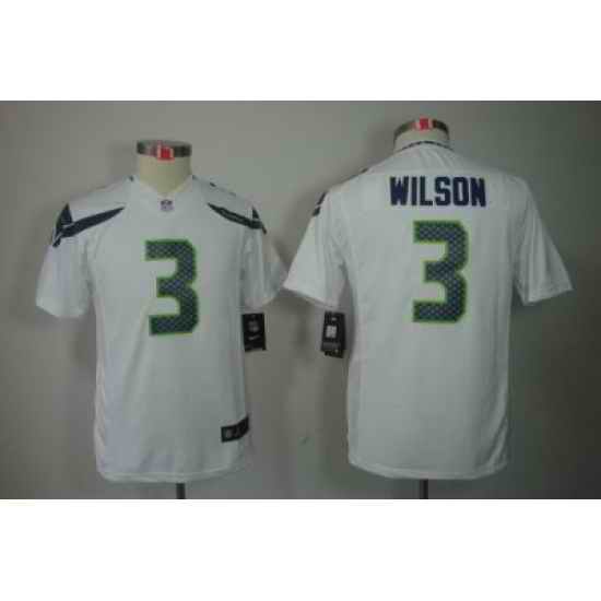 Youth Nike Seattle Seahawks #3 Russell Wilson White Color[Youth Limited Jerseys]